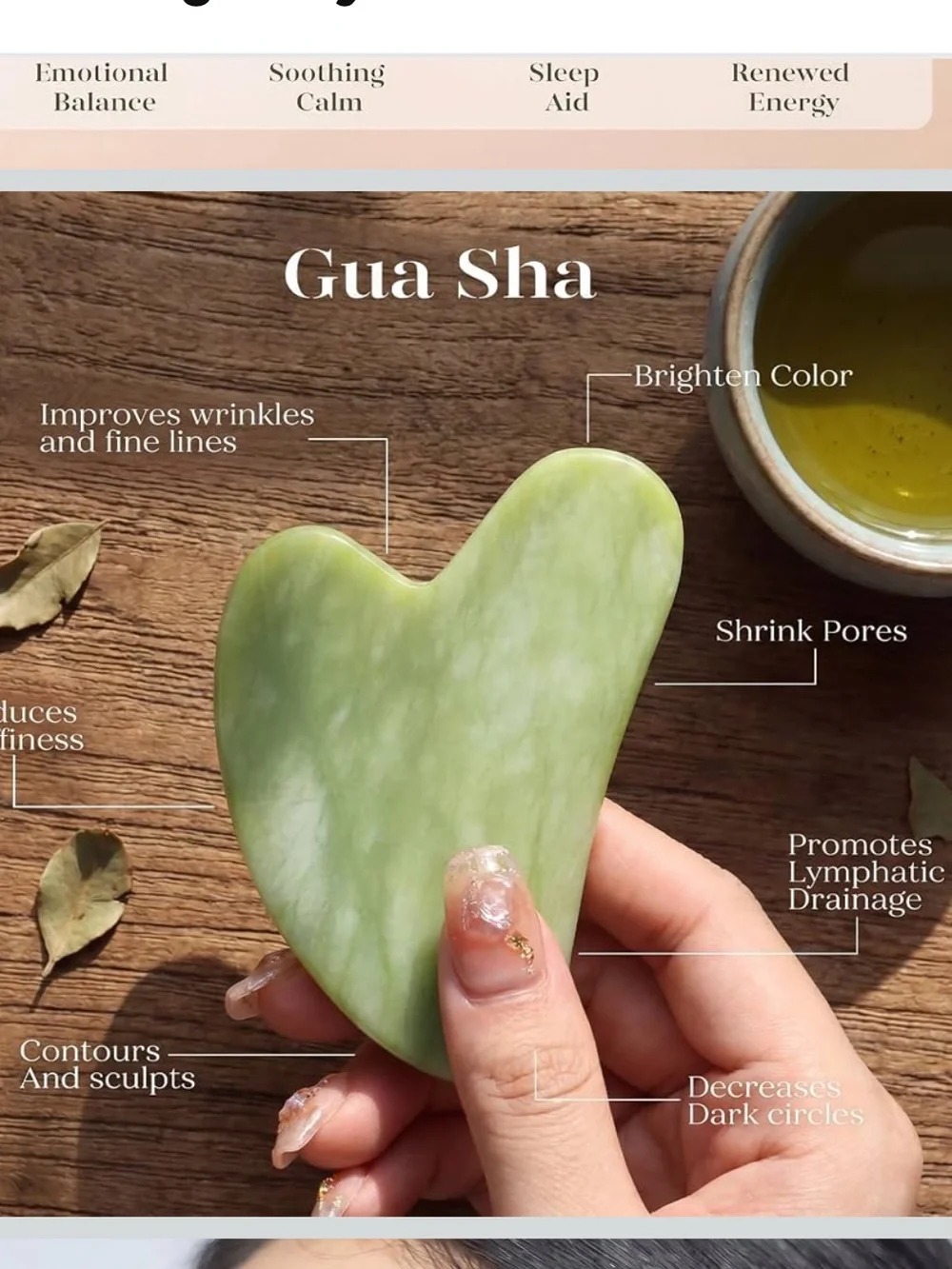BAIMEI IcyMe Jade Face Roller & Gua Sha Set, Smoothing, Reduce Puffiness